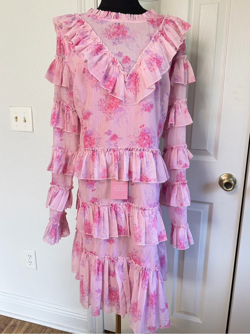 Ivy City Co Garden State Dress 20W Pink Floral Ruffle Tiered NWT fairy whimsy